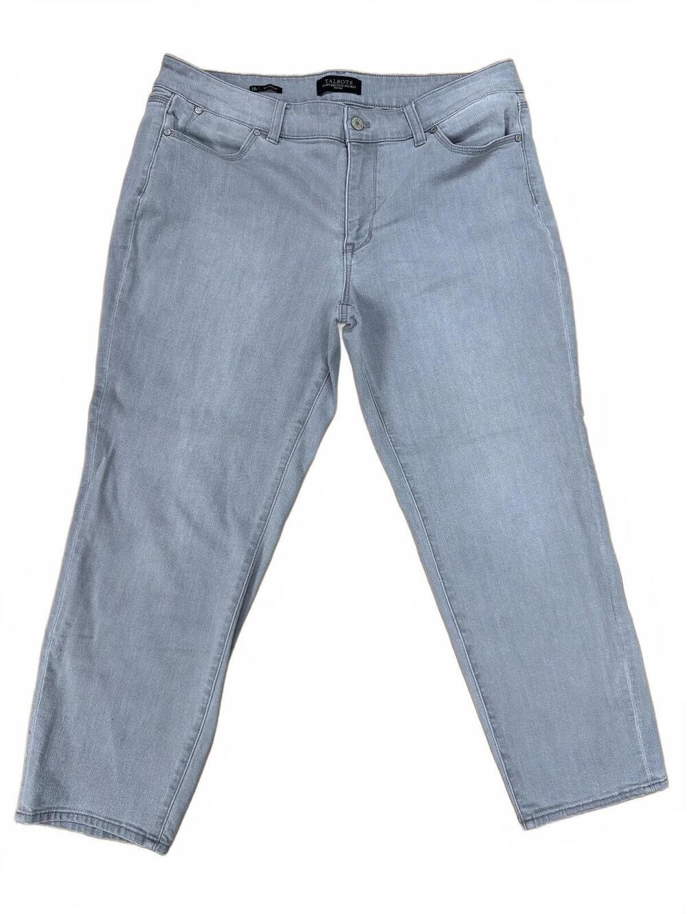 957: Talbots Boyfriend Fit Light Gray Jeans - 14P